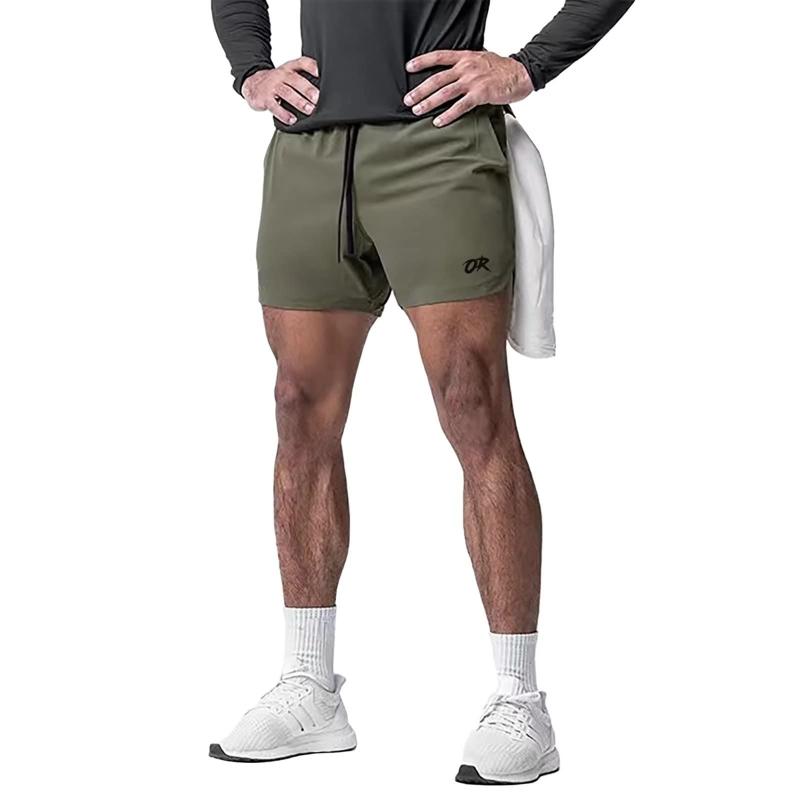 [OROLN] メンズ ショートパンツ トレーニング アメリカ スポーツ 短パン フィットネス ランニング 半ズボン 通気 速乾 調整可能 ファスナーポケット付き ハーフパンツ