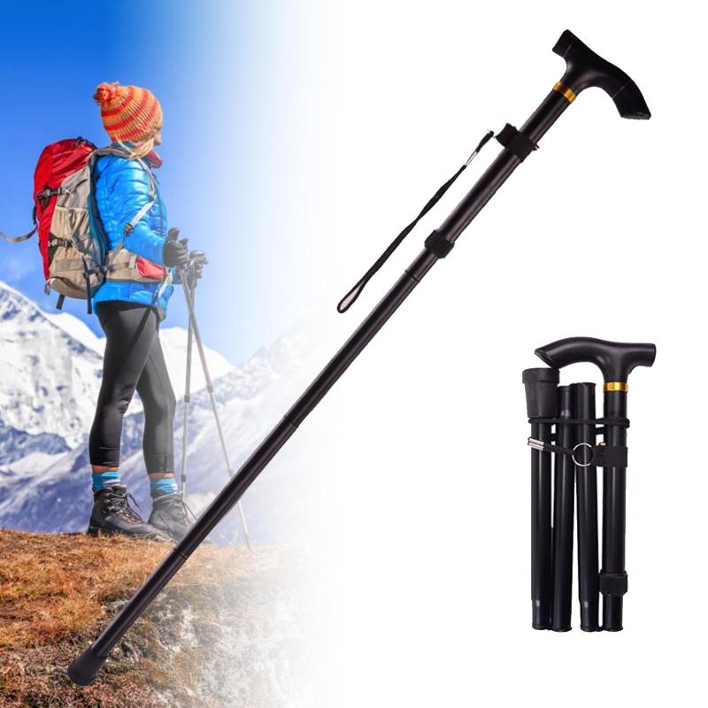 Syntelusa トレッキングポール 5段伸縮式 登山杖 ウォーキングポール 折りたたみ 超軽量 アルミ製 アンチショック 四季兼用 歩行補助 登山 遠足用 お花見 ウォーキング アウトドア用 男女兼用