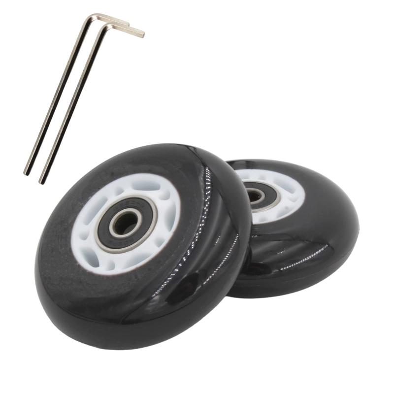 スケート ホイール 交換用 ウィール 68mm 76mm 80mm ベアリング PU耐摩耗 2ピース入り 六角棒レンチ2本付き