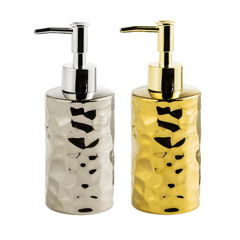 ELECTRO-WEIDEWORLD シャンプー詰め替えボトル 陶器 2個 キラキラ ソープディスペンサー セラミック シャンプーボトル ソープボトル 液体タイプ 詰め替え容器 豪華 ハンドソープボトル ポンプボ