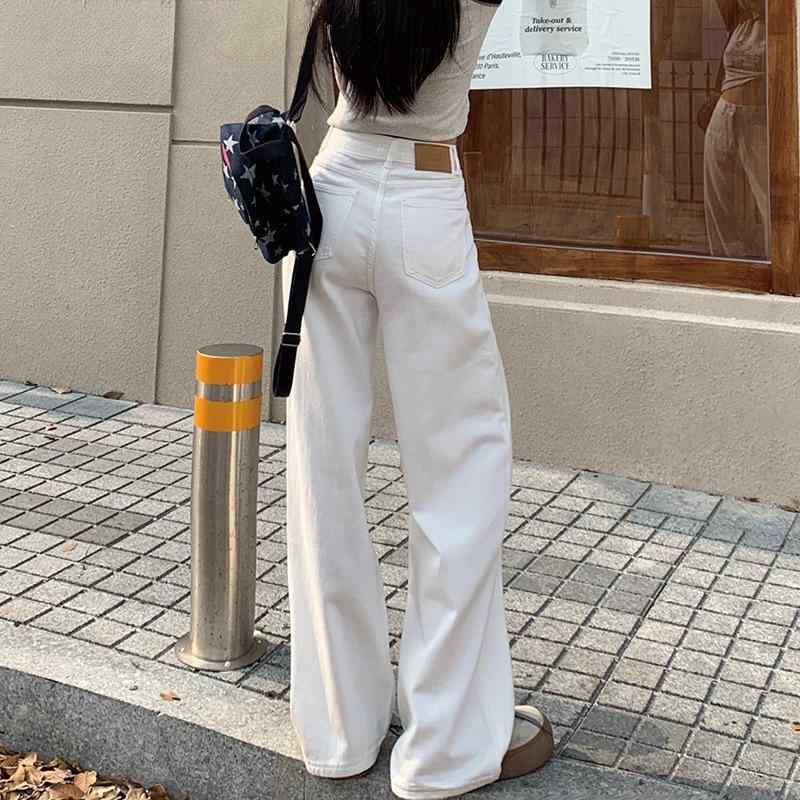 樂天商城 - デニムパンツ レディース 白 ワイドレッグ 高腰 ストレート ロング丈 床引き 夏用 スリム効果 ドレープ感 カジュアル 普段使い デニム素材