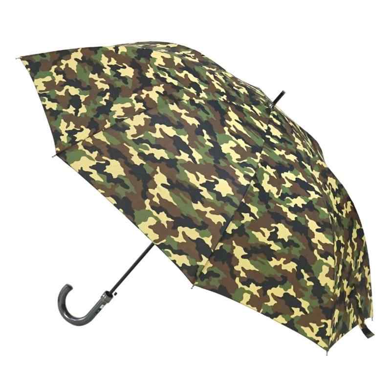 Rakuten - ベーシックスタンダード(Basic Standard) 長傘 メンズ 大きい 大判 紳士傘 おしゃれ 迷彩 70cm ワンタッチ ジャンプ傘 丈夫 軽量 グラスファイバー骨 強風 耐風 壊れにくい 特殊構造 縁柄 ブラック