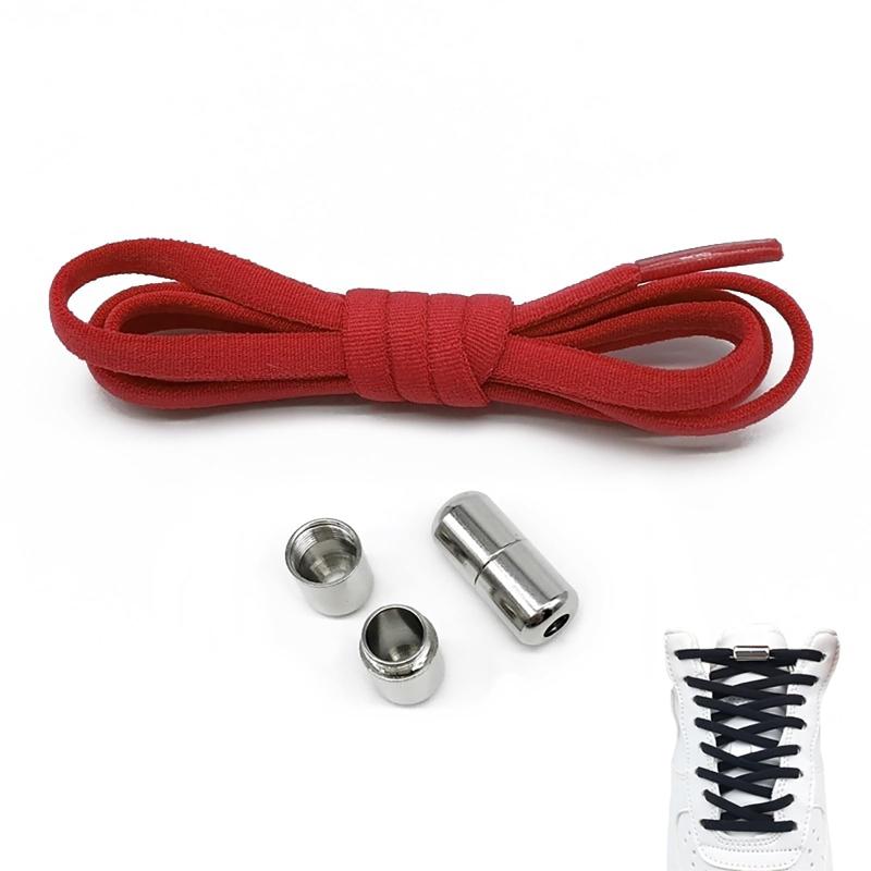 [LUYING] 靴紐 結ばない 靴ひも 留め具 シンプルなインストール 両手を解き放て 子ども大人高齢者共通 伸びる靴紐 簡単な結ばない靴ひも 运动鞋共通 1足分(2本) (レッド)