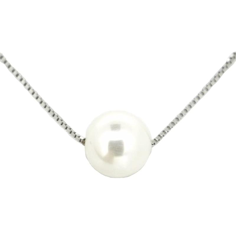 [グラムジュエリー] パール 一粒 ネックレス レディース 真珠 プラチナ仕上げ シルバー925 金属アレルギー対応 プレゼント 女性 人気
