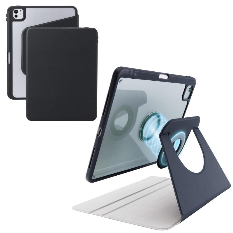 Accessories - エレコム iPad Pro 11インチ (M4) ケース カバー 360度回転 縦置き 横置き マグネット着脱式 ペン収納 フラップ付き TB-A25PMMG360