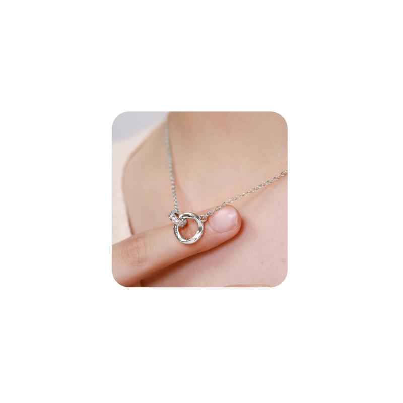 [Mesaro] ネックレス レディース ジルコン メビウス 金属アレルギー対応 チェーン 長さ調節可能 ジルコン カップル ファッション キラキラ 人気 おしゃれ チェーン シルバー ピンクゴールド