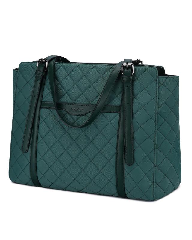[Vaschy] ビジネス トートバッグ レディース, 大容量 通勤 バッグ 自立 A4対応 15.6インチPCバッグ 2way 撥水 肩掛け 多ポケット 仕事 就活 調節可能な持ち手