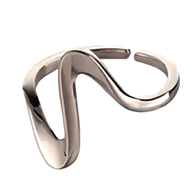 [Iris Apricot] ウェーブリング K18 18金コーティング シルバー925 レディース メンズ 指輪 人気 シルバーリング ゴールド プラチナ フリーサイズ 金属アレルギー対応 本物ジュエリー