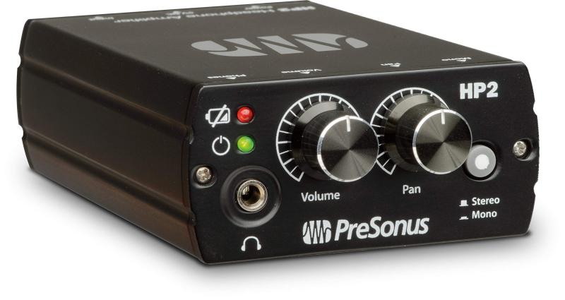PreSonus ヘッドホンアンプ HP2バッテリー駆動のステレオヘッドフォンアンプ入力：メス XLR端子×2出力: 1/8インチ・ヘッドフォン端子電源：9VバッテリーまたはDC電源ボリュームとパン・コントロール・ノブ