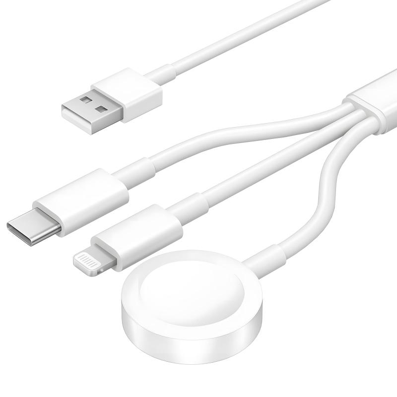 Moowarm Apple Watch用 充電器 MFi認証済 アップルウォッチ 充電ケーブル apple Watch 充電 ケーブル 3in1 磁気充電 USBコネクタ WatchとphoneとType-C 機器 同時充電​対応 急速充電 幅広い互