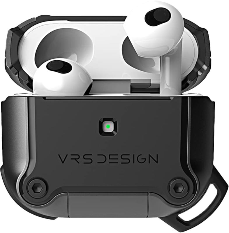 Rakuten - 【VRS】 AirPods 3 対応 ケース 耐衝撃 TPU × ポリカーボネート ハイブリッド 保護 カバー 落下防止 カラビナ 付き 衝撃 吸収 薄型 ケースカバー スリム 軽量 傷防止 保護ケース アクセサリー [ App