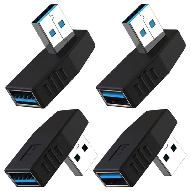 樂天商城 - usb メスメス usb コネクタ直角 アダプタ 左向き 右向き USB 3.0 変換アダプタ 方向 変換 延長 角度 90度 4個セットネクタ