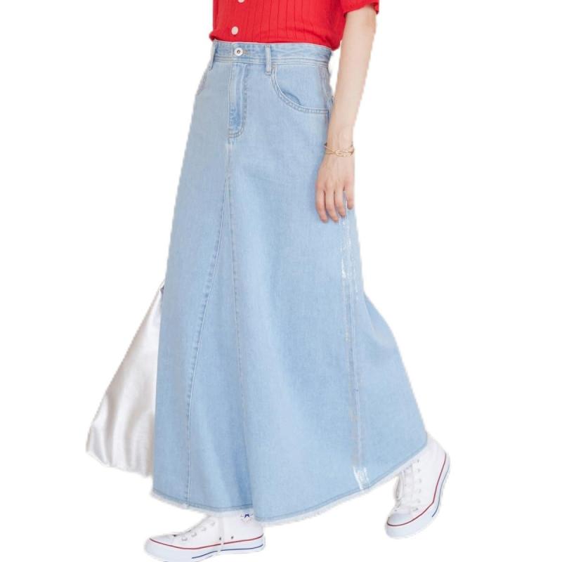 ROPE' PICNIC(ロペピクニック) スカートセミフレアロング箔プリントdenimスカートレディース creativeglobal01-10107761 クリエイティブグローバル サンプル画像2