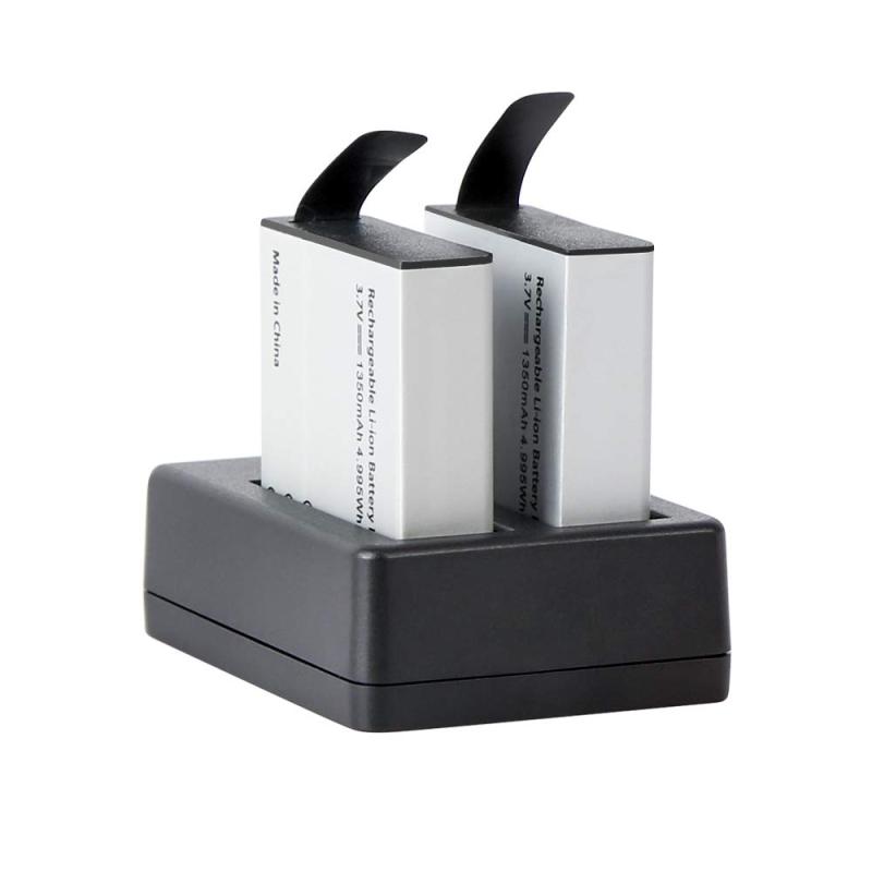 AKASO ��������󥫥�� Brave 4 Pro/V50X ���ѽ��Ŵ� �Хåƥ꡼2�ĥ��å�1050mah USB�����֥���°