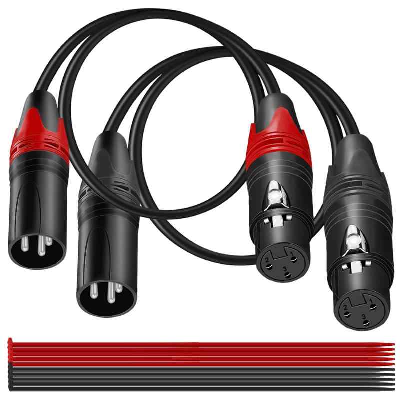MKBKLLJY 2 個 1/4 インチ TRS から XLR オス ケーブル バランス 1/4 インチ 6.35mm から 3 ピン プラグ アダプタ 金属シェル PVC 絶縁 ケーブル タイ付き 対応 マイク ギター スピーカー ミキサー (1.4