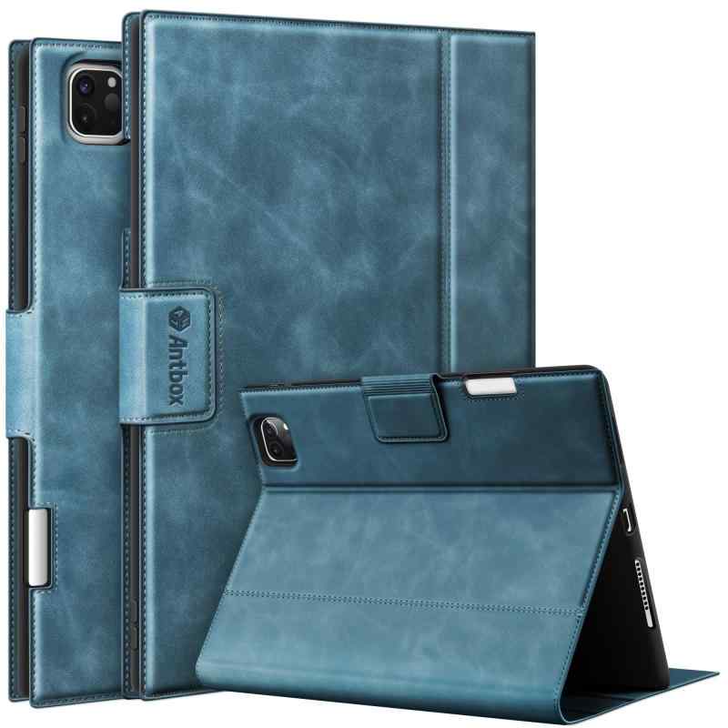Antbox iPad Pro 12.9 ケース 2022 第6世代 iPad Pro 12.9 第5/4/3世代(2021/2020/2018) 兼用 Upgraded ソフトPUレザー製 全面保護 Pencil 2 収納/ペアリングとワイヤレス充電対