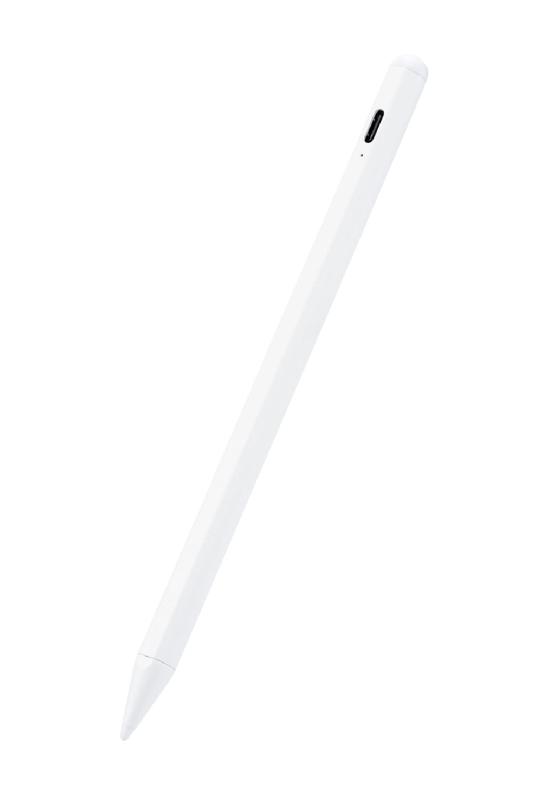 エレコム タッチペン iPad専用 パームリジェクション対応 磁気吸着 USB-C充電 ペアリング不要 交換ペン先2個付属 ホワイト P-TPACSTAP05WWH