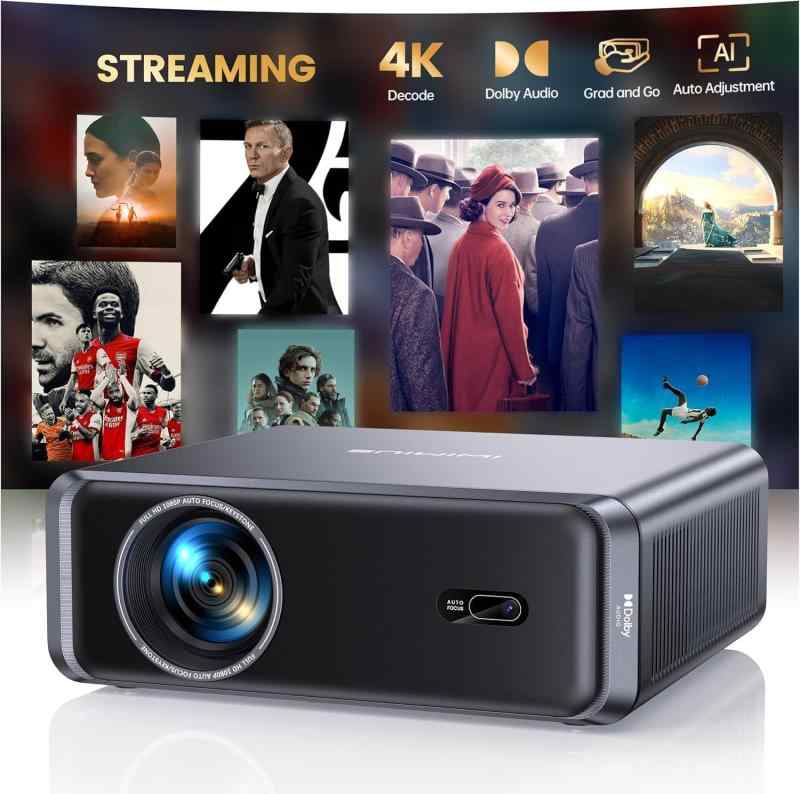 Rakuten - プロジェクター 4k【Netflixライセンス&20WDoIby対応】1000ASNI高輝度【自動フォーカス＆自動台形補正&自動画面適応&自動障害物回避】家庭用プロジェクター 内蔵 Netflix/YouTube/PrimeVid