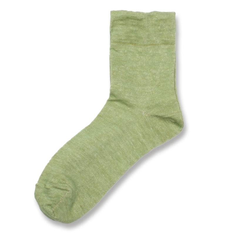 LINEN BASIC リネンのゆるソックス M レディース 日本製 靴下 麻 パールグレー (履き口ゆったり/通気性/蒸れない) ギフト