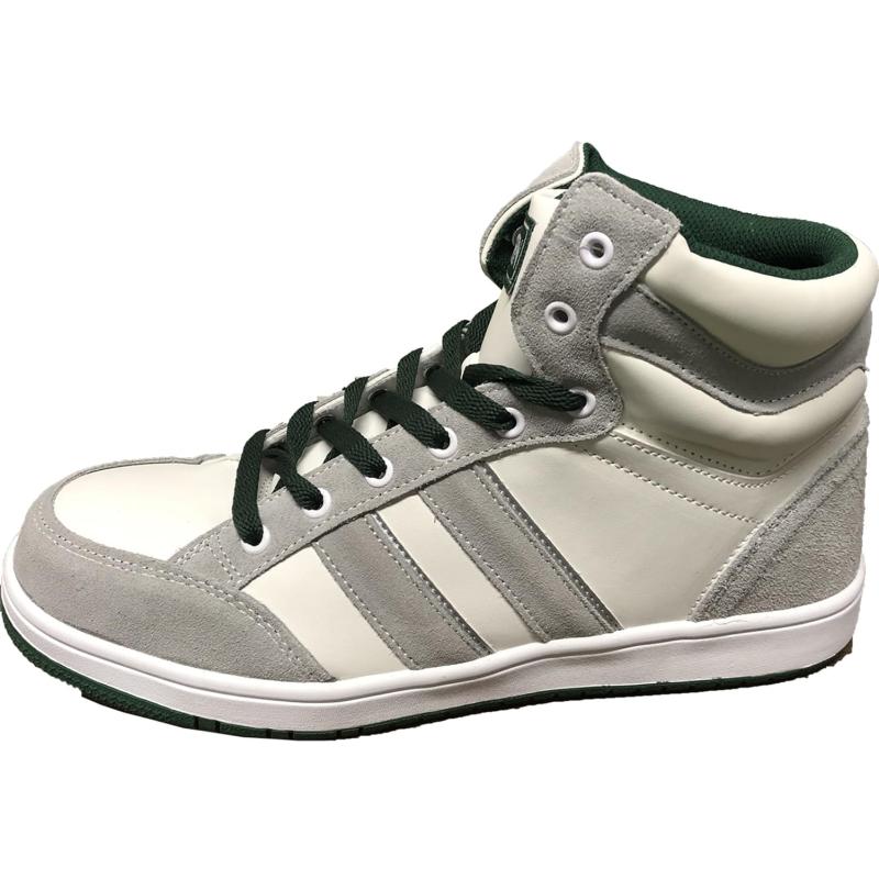 [YETIAN] [イエテン] 安全靴 ミッドカット N6050MG 紐 人工皮革 鋼製先芯 白×グリーン