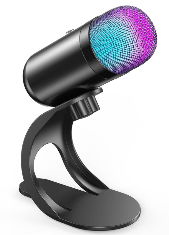 SEMOTU PCマイク usb スタンド 高感度 USB 卓上 無・全指向性 パソコンマイク ワンタッチミュート プラグアンドプレイ 360˚全方向集音 小型 有線タイプ ゲーミング・テレワーク・会議用・配信用