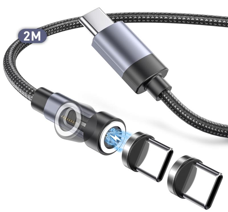 マグネット 充電ケーブル USB-C & USB-Cケーブル 急速充電 PD60W対応 7ピン