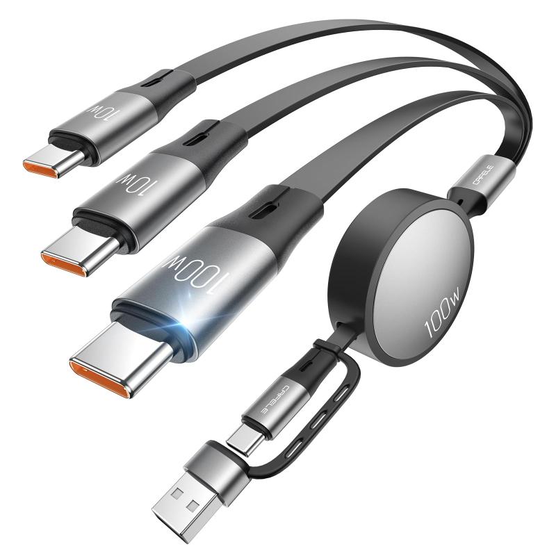 【3つのtype-c（100W+10W+10W）】3in2 巻き取り充電ケーブル 3in2 充電ケーブルタイプc×3 USB-C to USB-C