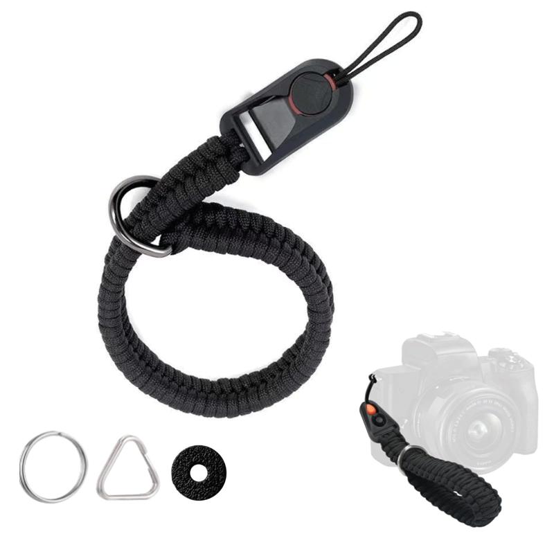 [Bookwarm] カメラストラップ パラコード編みハンドストラップ、クイック着脱、付属のアダプタはほとんどの一眼レフカメラに使用でき、設置が便利。落下防止，頑丈 おしゃれ金属部品