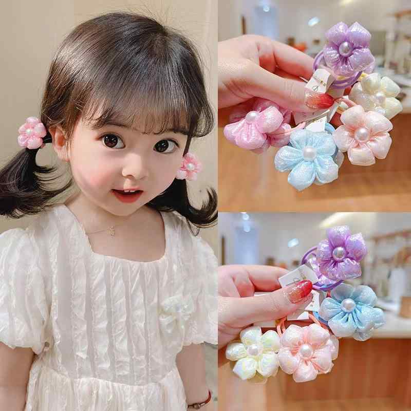 女の子用 ヘアゴム かわいい 花柄 髪ゴム ヘアフラワー 伸縮性 髪を傷めない 子供ヘアアクセサリー ヘアリング 頭飾り ゴムバンド