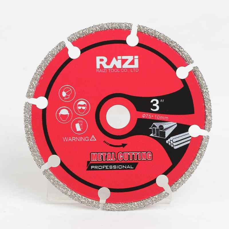 Raizi 75 mm×10 mmディスクグラインダーソーブレード、木材用切断砥石、タイル用ダイヤモンド鋸刃、金属専用切断砥石、多目的ダイヤモンド真空ろう付けソーブレード