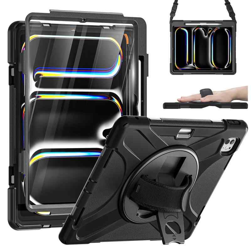 ZenRich iPad 2024 ケース 耐衝撃 | ペン収納 | 360°回転スタンド | ハンドストラップ | ショルダーストラップ | 保護フィルム付き iPad 2024 全面保護ケース（適格請求書発行事業者）