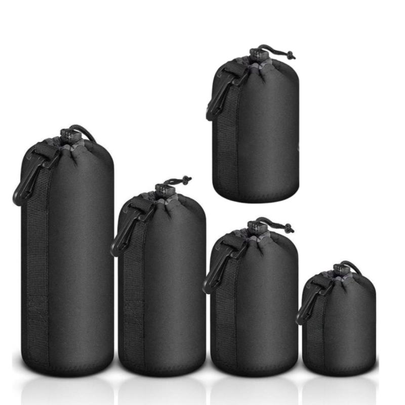 ATAK カメラ レンズケース レンズポーチ 5個セット 防水 耐衝撃 保護カバー 厚手 (レンズケース ブラッ..