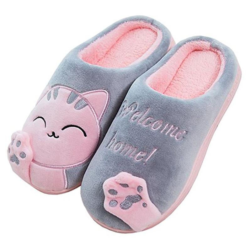 [Cliont] スリッパ静かなインテリアかわいい猫の家族の子供カップルルームの靴