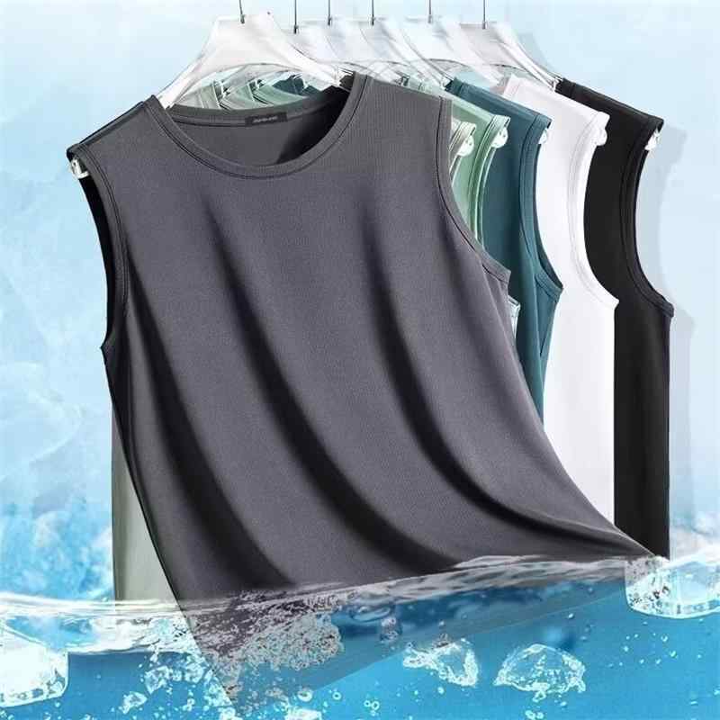 Rakuten - ノースリーブTシャツ メンズ 夏用 薄手 接触冷感 吸湿速乾 スポーツ スタイリッシュ 普段使い トップス 無袖 軽量 伸縮性 アウトドア