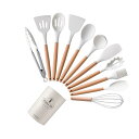 12点セット キッチン用品 シリコンキッチン用品セット シリコン製 調理器具セット ストレージバケット付き フライ返 おたま トング 泡立て器 へら ハケ スプーン浅し 卵ビーター トング ツ
