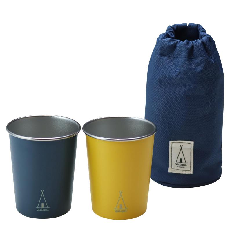 小倉陶器 アウトドア ステンレスカップ セット 250ml タンブラー キャンプ スタッキング 収納ポーチ付