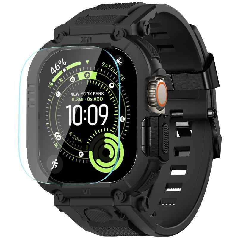 [XYF] アップルウォッチ用スポーツ TPU バンド（男性向け）－49mm サイズ対応、丈夫なメタルバンパーケース付き－iWatch Ultra 3/2/1 に対応