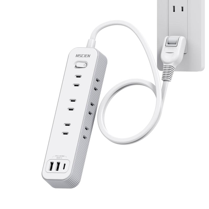 エムサイン Mscien 電源タップ 延長コード コンセント 9個AC口 2個USB-A 1個USB-C 雷ガード たこあしコンセント スイッチ付 テーブルタップ マルチタップ おしゃれ PSE認証