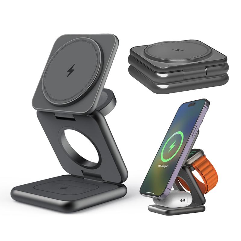 Redbean 折りたたみ式 3 in 1 ワイヤレス充電器