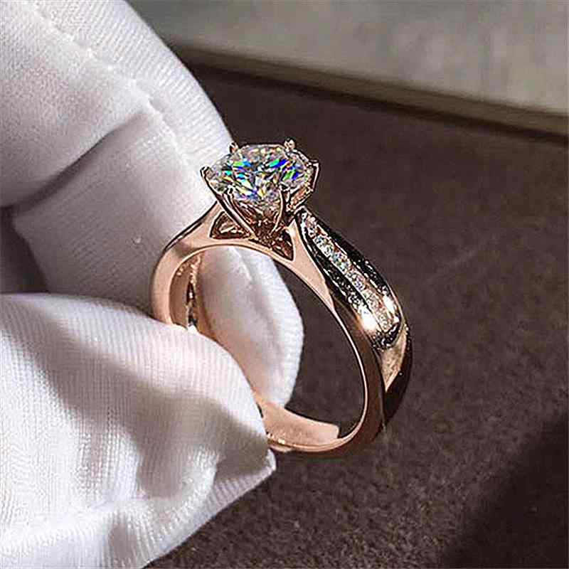 乐天商城 - 指輪 女性用 幅広 六爪 ジルコニア 輝く水晶 結婚式 ウェディング リング スタイリッシュ 華やか
