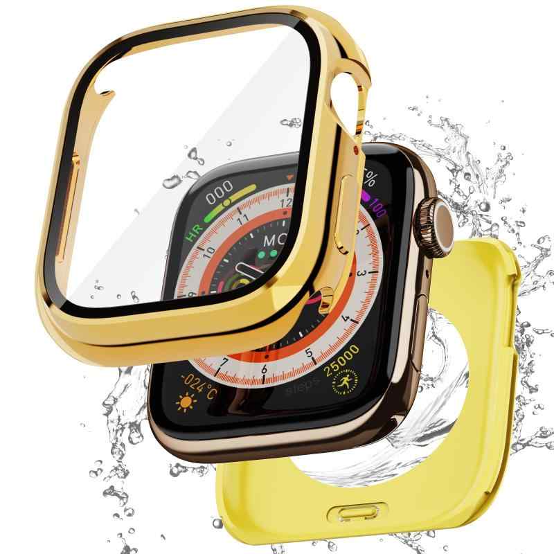 【保護ガラス一体型】Puptoya アップルウォッチ 防水 メタル カバー 46mm 45mm 44mm 42mm 41mm 40mm 対応 Apple Watch Series 11 10 9 8 7 6 5 4 SE3 SE2 ケース 2 in 1