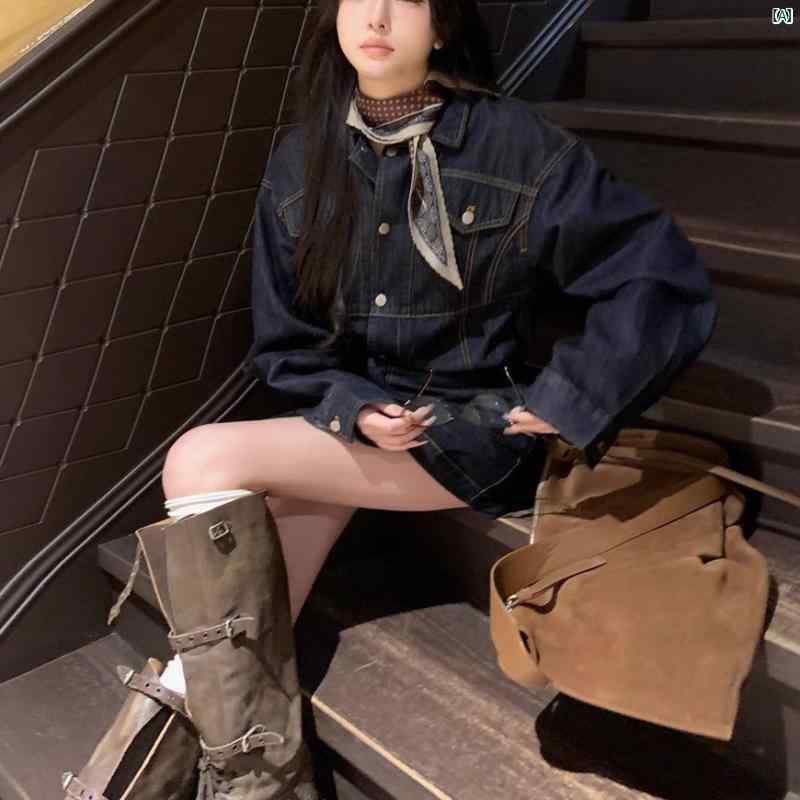 乐天商城 - ワンピース レディース デニム シャツワンピース 春 レトロ ショート ウエスト切り替え 痩せ見え 小柄向け カジュアル 普段使い ウォッシュ加工 綿素材 軽量 伸縮性