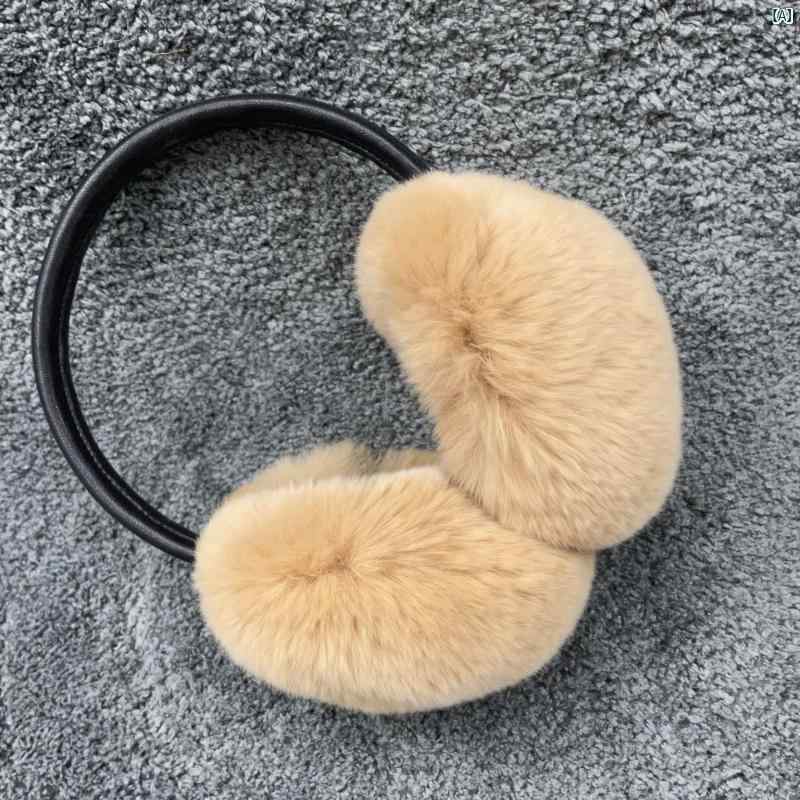 乐天商城 - 耳あて 秋冬 ラビットファー ヒョウ柄 暖か 羊革フレーム 伸縮式 保冷 柔らかい 耳覆い ファー素材 冬季用 柔軟 軽量