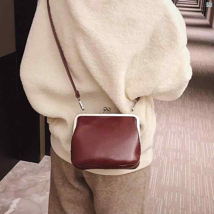 バッグ レディース 春夏 PUレザー レトロ シンプル 口金 ショルダー 斜めがけ ミニ 鞄 女性用 合成皮革 ヴィンテージ 普段使い 小型 軽量 スタイリッシュ creativeglobal01-10155144 クリエイティブグローバル パッケージ画像