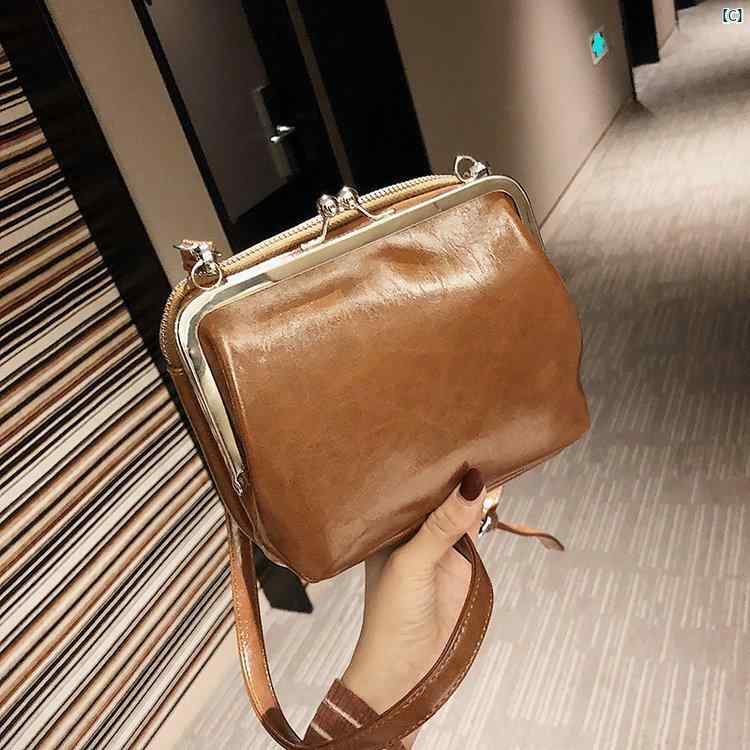 バッグ レディース 春夏 PUレザー レトロ シンプル 口金 ショルダー 斜めがけ ミニ 鞄 女性用 合成皮革 ヴィンテージ 普段使い 小型 軽量 スタイリッシュ creativeglobal01-10155144 クリエイティブグローバル サンプル画像3