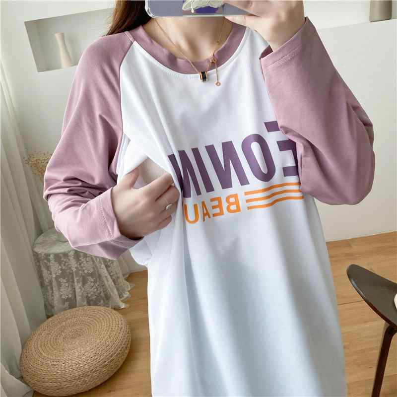 授乳スウェット レディース 長袖 産後ママ用 大きめサイズ 外出着 ファッション ゆ...