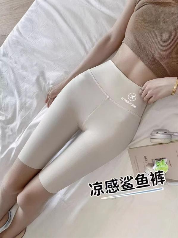 乐天商城 - レディース 夏用 高腰 ヨガ レギンスパンツ 薄手 防透け 収腹 サイクリング 膝上丈 インナー ショーツ 伸縮性 吸湿速乾 普段使い