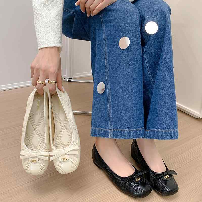 乐天商城 - レディース バレエシューズ 平底 丸頭 春夏 浅口 柔らかいソール コンフォートシューズ 普段使い 軽量 伸縮性 合わせやすい