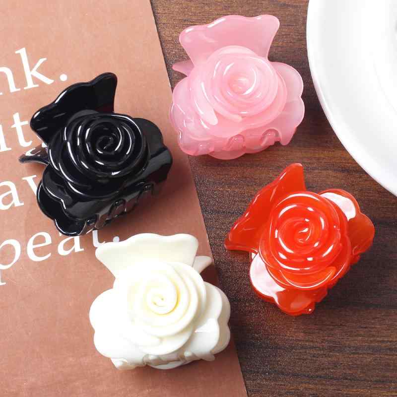 乐天商城 - ヘアクリップ ハーフアップ 後頭部用 立体 バラ 花 小型 上品 アセテート調 光沢 日常使い 女性向け ヘアアクセサリー かわいい 軽量 固定力 強め スタイリング 簡単