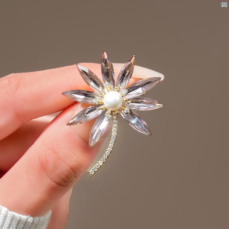 乐天商城 - ブローチ 花柄 ひまわり モチーフ 高級感 コート ジャケット 用 ピン ファッション アクセサリー 胸花 別針 配飾